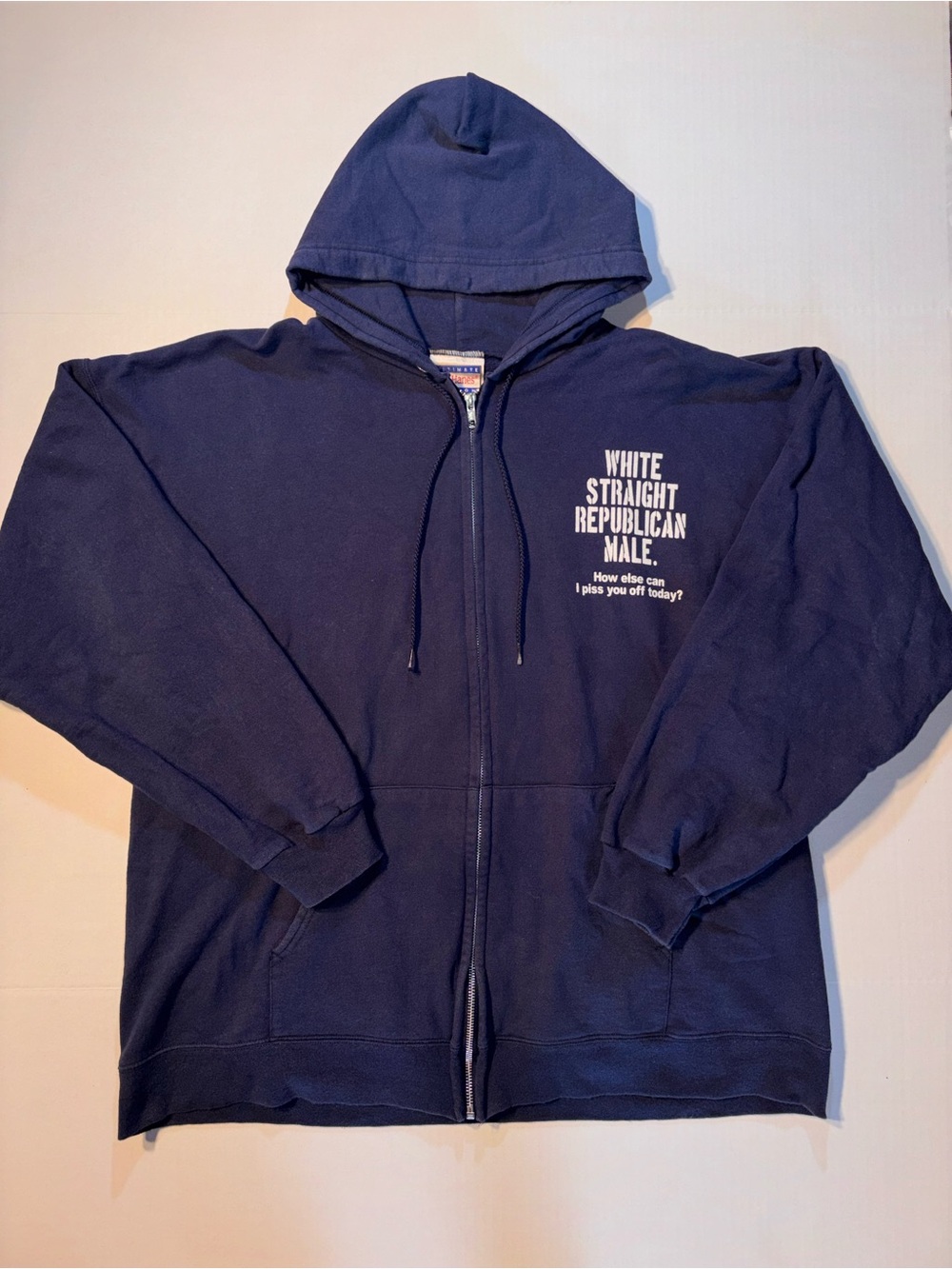 Vtg Hanes Republican Male USA Political Humor 90’s Y2K Full Zip Up Hoodie Sz XL